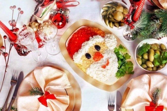 новогодний стол, салаты на новый год